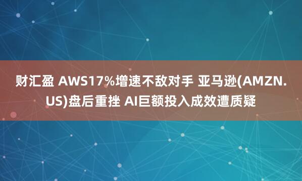 财汇盈 AWS17%增速不敌对手 亚马逊(AMZN.US)盘后重挫 AI巨额投入成效遭质疑